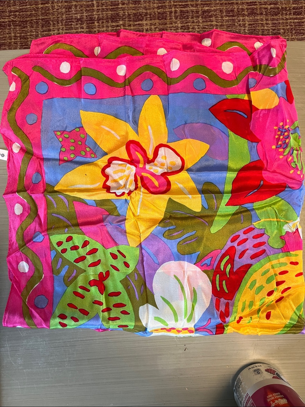 Ken Done Silk Scarf Floral Tropical